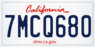 CA license plate 7MCQ680