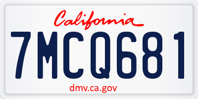 CA license plate 7MCQ681