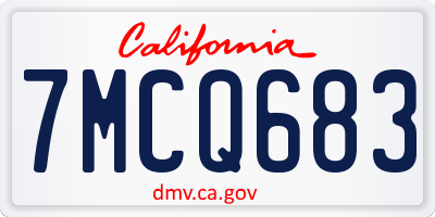 CA license plate 7MCQ683
