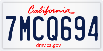 CA license plate 7MCQ694