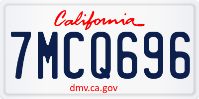 CA license plate 7MCQ696