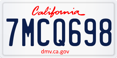 CA license plate 7MCQ698