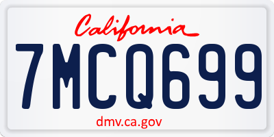 CA license plate 7MCQ699