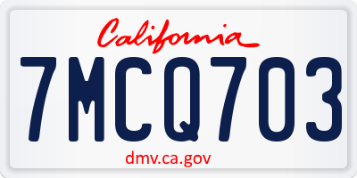 CA license plate 7MCQ703