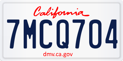 CA license plate 7MCQ704
