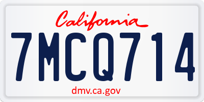 CA license plate 7MCQ714
