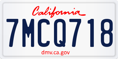 CA license plate 7MCQ718