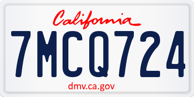 CA license plate 7MCQ724