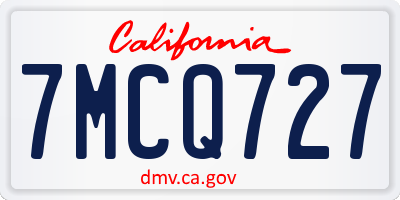 CA license plate 7MCQ727