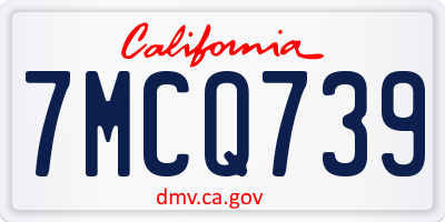 CA license plate 7MCQ739