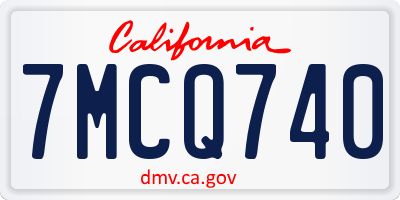 CA license plate 7MCQ740