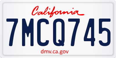 CA license plate 7MCQ745
