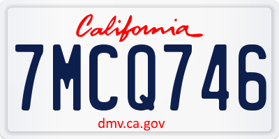 CA license plate 7MCQ746