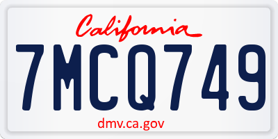 CA license plate 7MCQ749