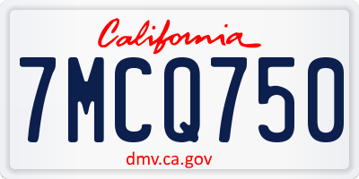 CA license plate 7MCQ750