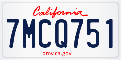 CA license plate 7MCQ751