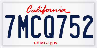 CA license plate 7MCQ752