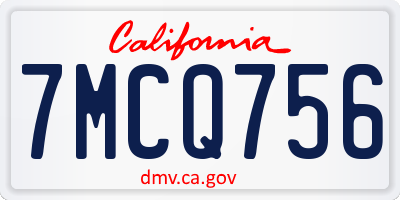 CA license plate 7MCQ756
