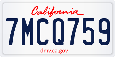 CA license plate 7MCQ759