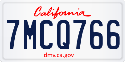 CA license plate 7MCQ766