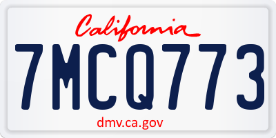 CA license plate 7MCQ773