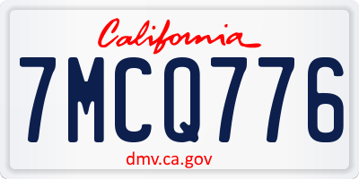 CA license plate 7MCQ776