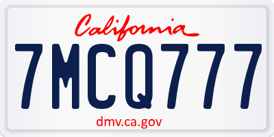 CA license plate 7MCQ777