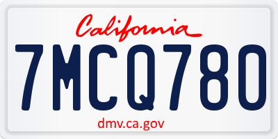 CA license plate 7MCQ780