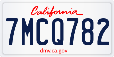 CA license plate 7MCQ782