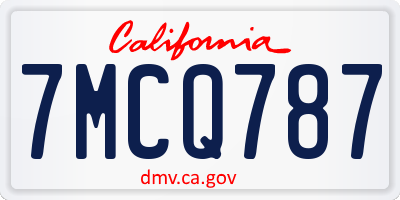 CA license plate 7MCQ787