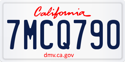 CA license plate 7MCQ790