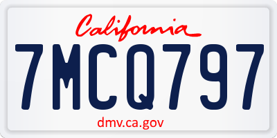 CA license plate 7MCQ797