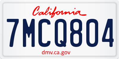 CA license plate 7MCQ804