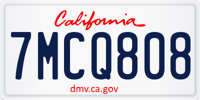 CA license plate 7MCQ808