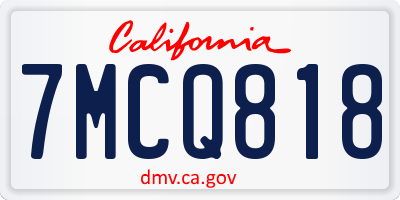 CA license plate 7MCQ818