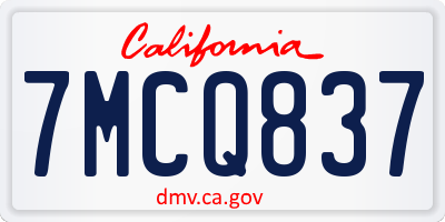 CA license plate 7MCQ837