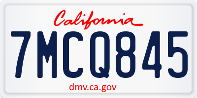 CA license plate 7MCQ845