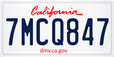 CA license plate 7MCQ847