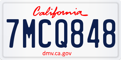 CA license plate 7MCQ848