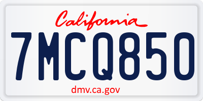 CA license plate 7MCQ850