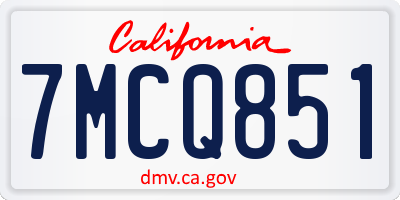 CA license plate 7MCQ851