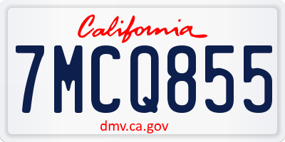 CA license plate 7MCQ855