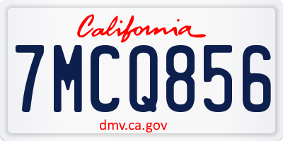 CA license plate 7MCQ856