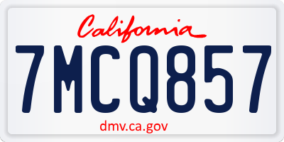 CA license plate 7MCQ857