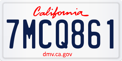 CA license plate 7MCQ861