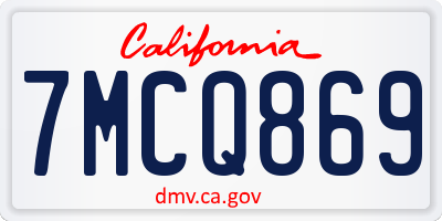 CA license plate 7MCQ869