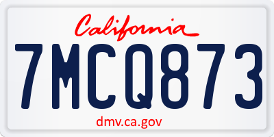 CA license plate 7MCQ873