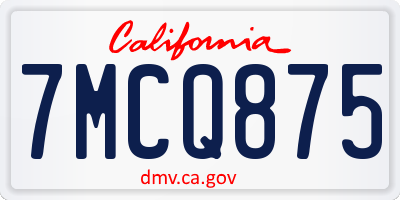 CA license plate 7MCQ875