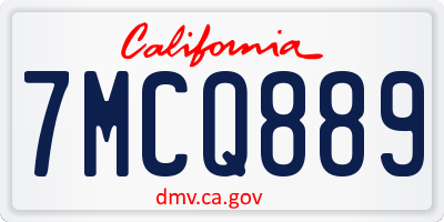 CA license plate 7MCQ889