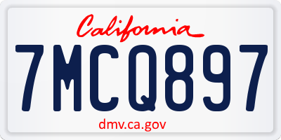 CA license plate 7MCQ897